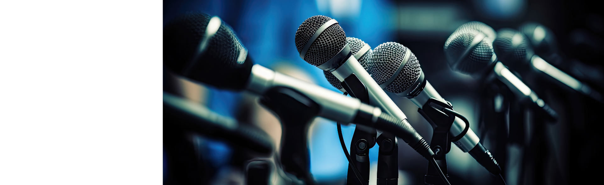 Multiple microphones set up for news outlet
